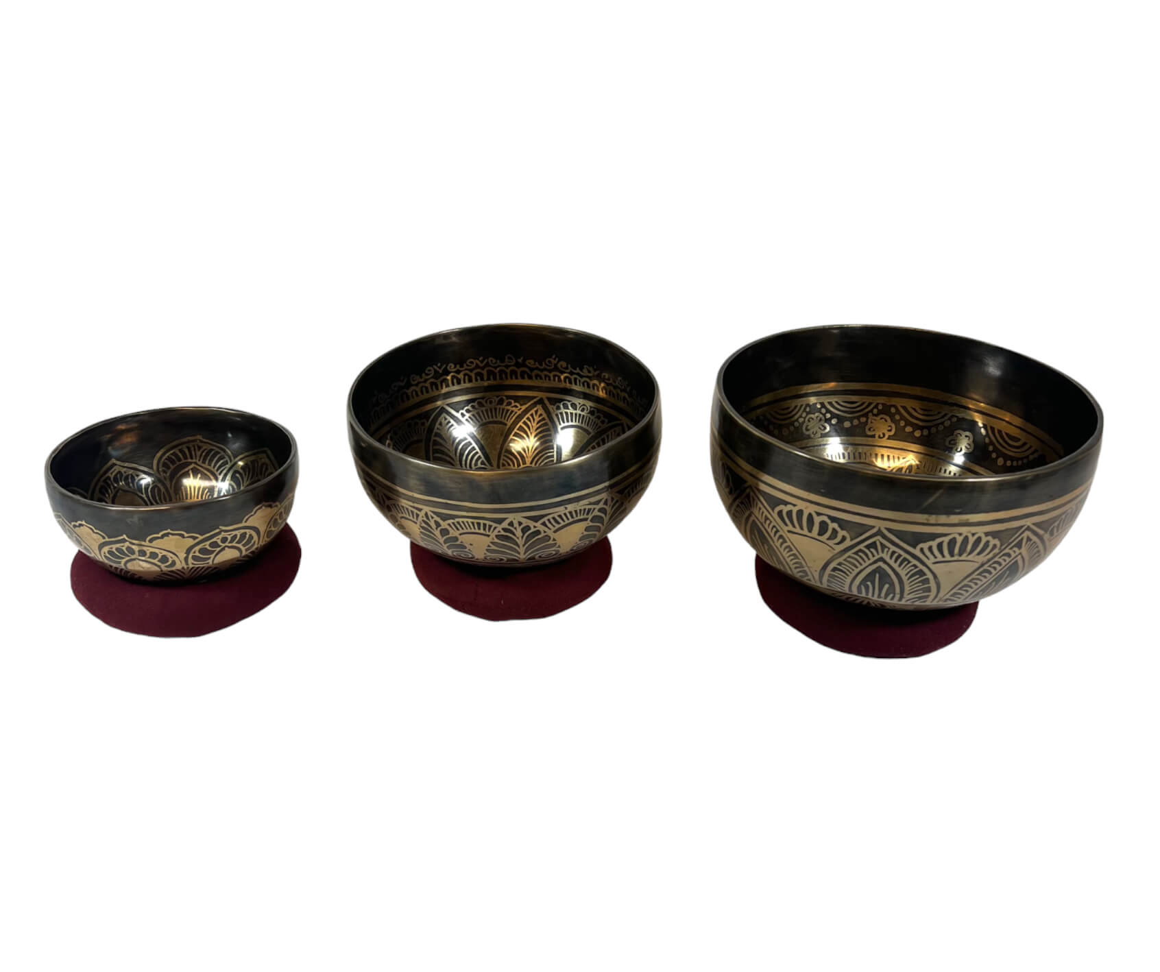 Tibetan Engraved Singing Bowl Set