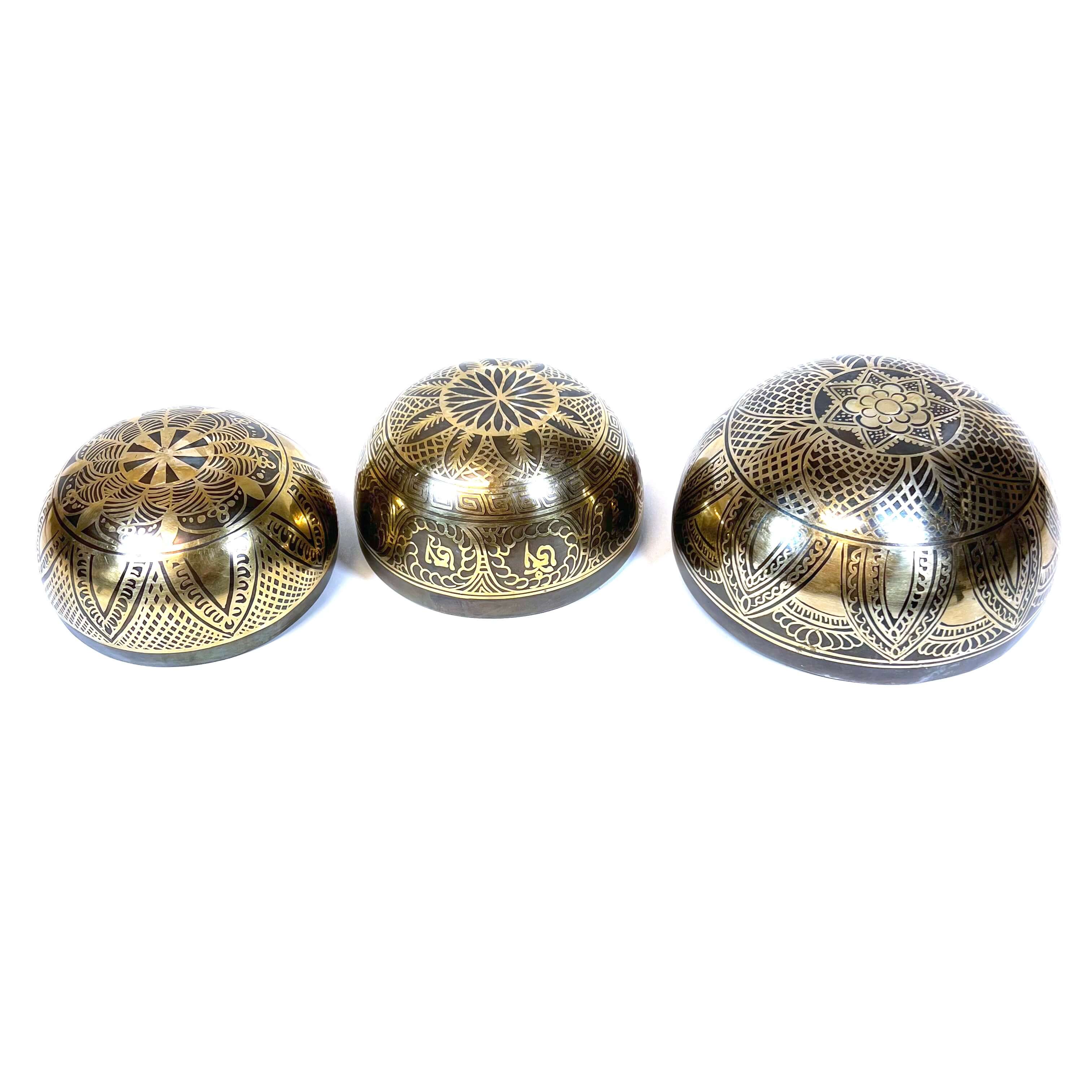 Tibetan Engraved Singing Bowl Set Inside