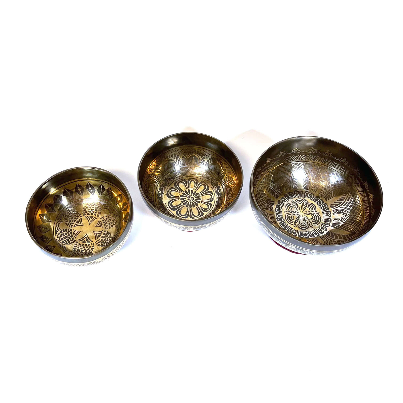 Tibetan Engraved Singing Bowl Set Inside