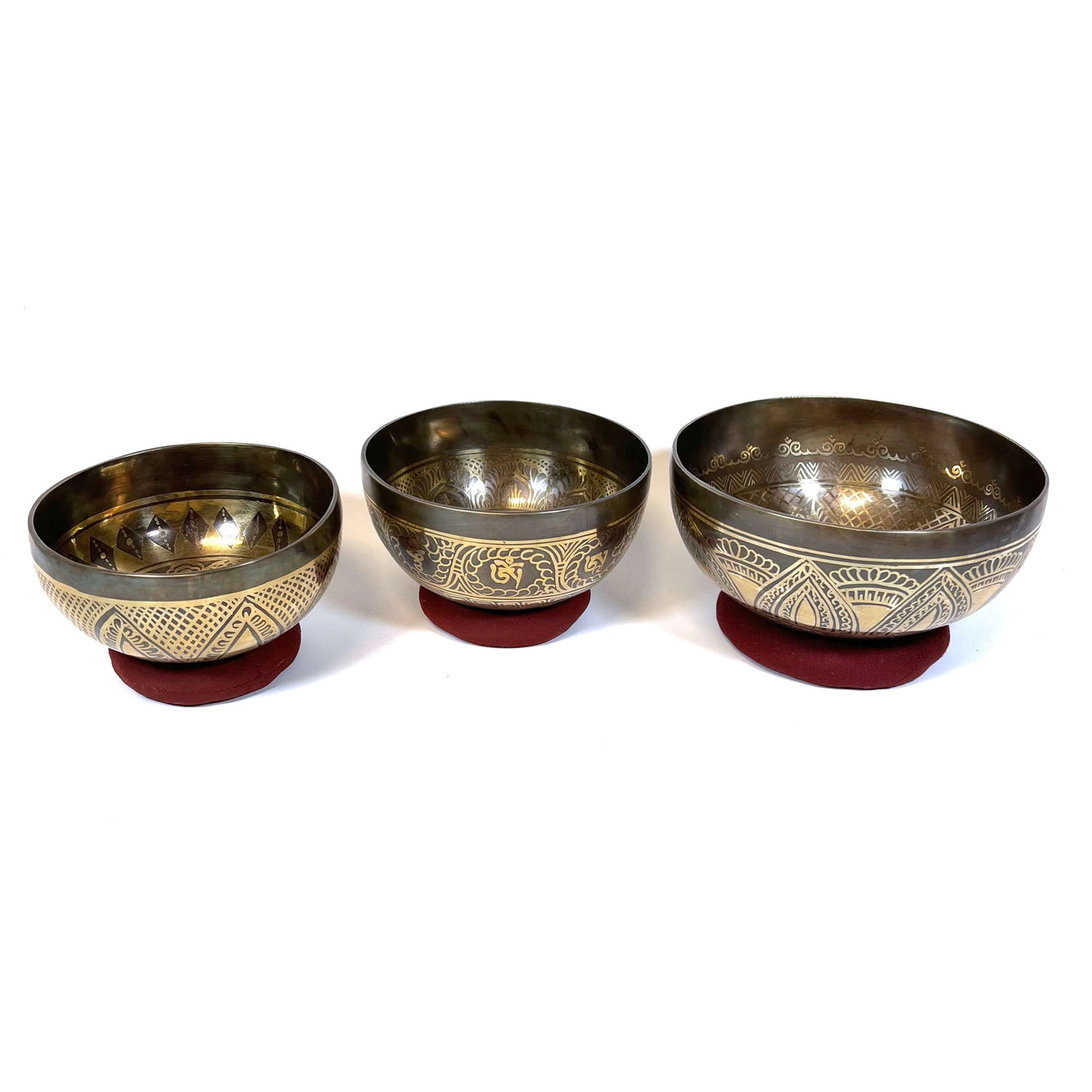 Tibetan Engraved Singing Bowl Set