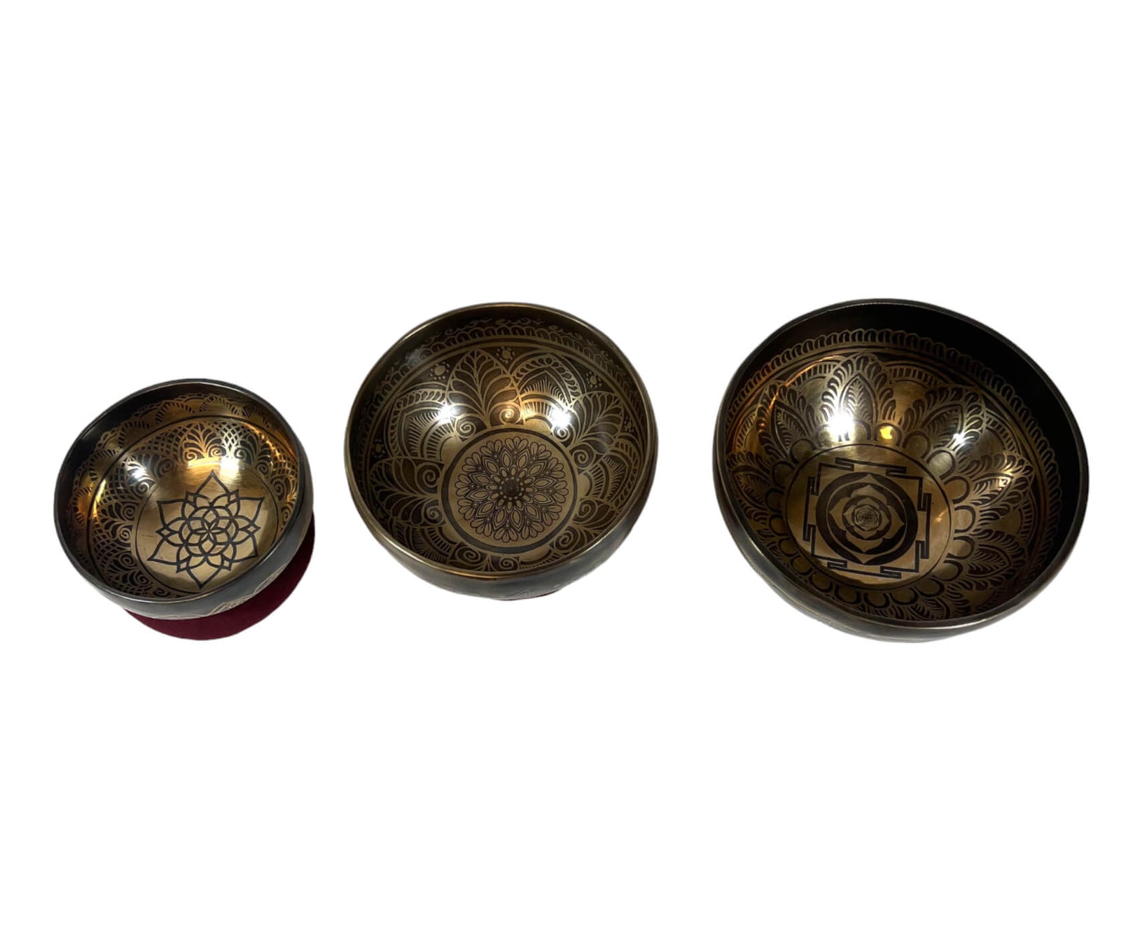 Tibetan Engraved Singing Bowl Set Inside