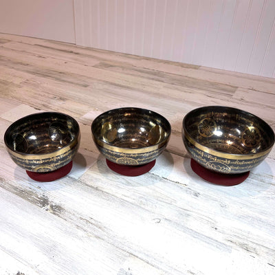 Tibetan Engraved Singing Bowl Set