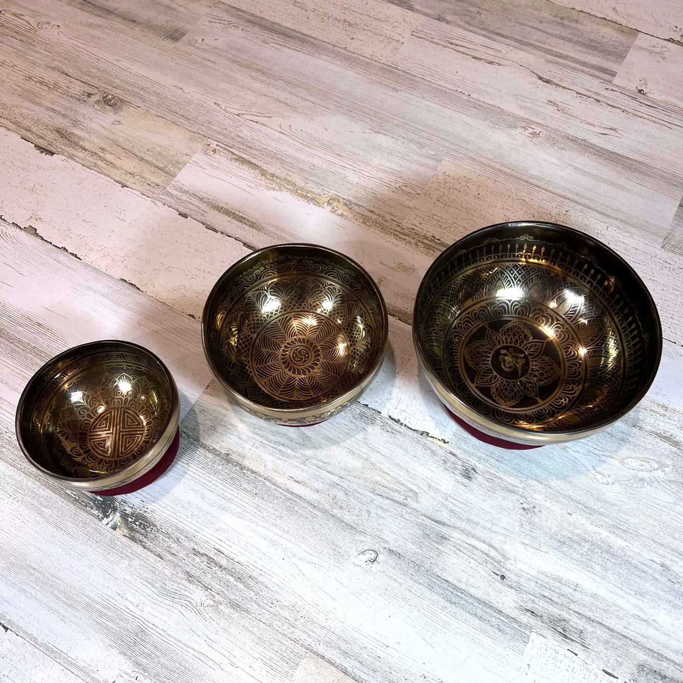 Tibetan Engraved Singing Bowl Set Inside