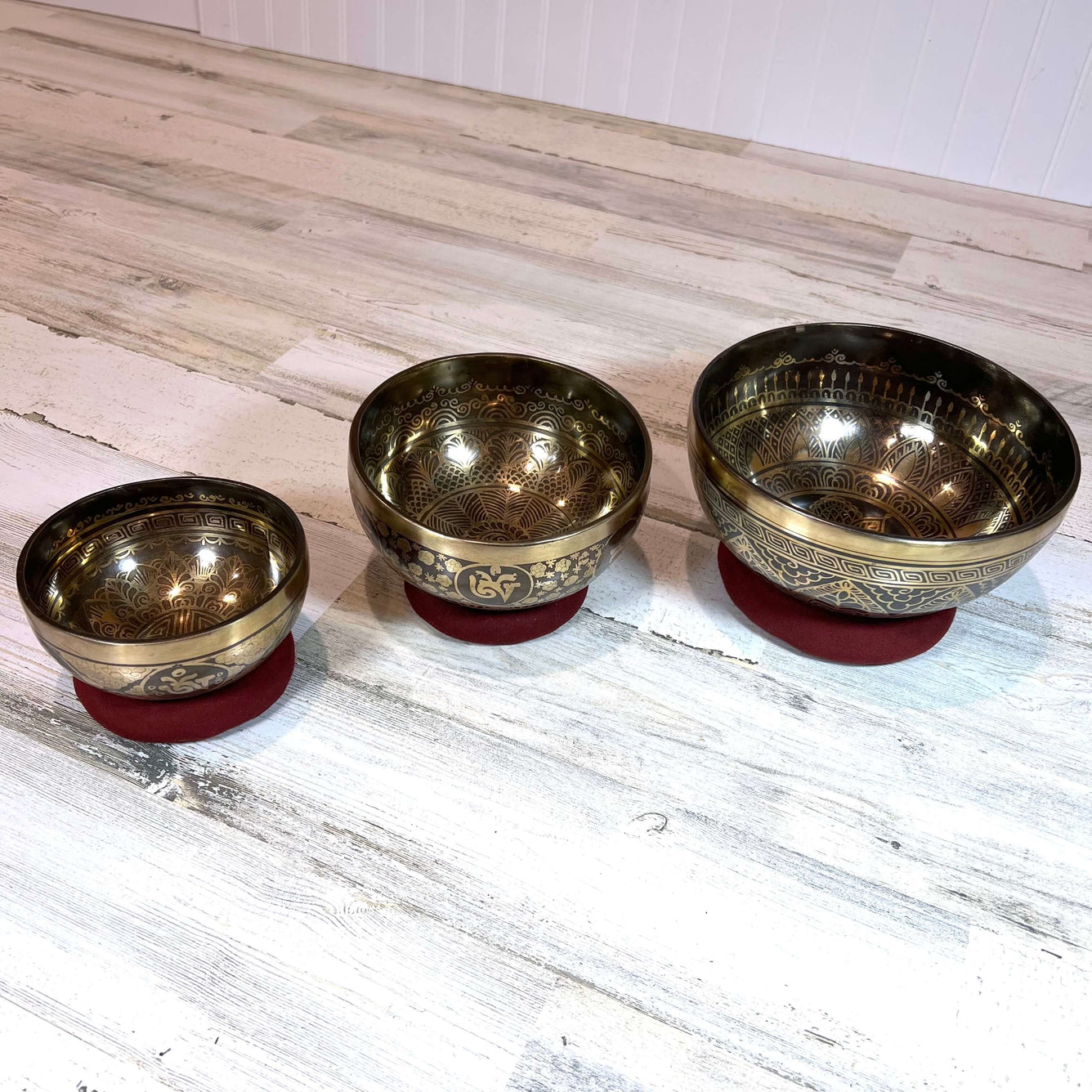 Tibetan Engraved Singing Bowl Set