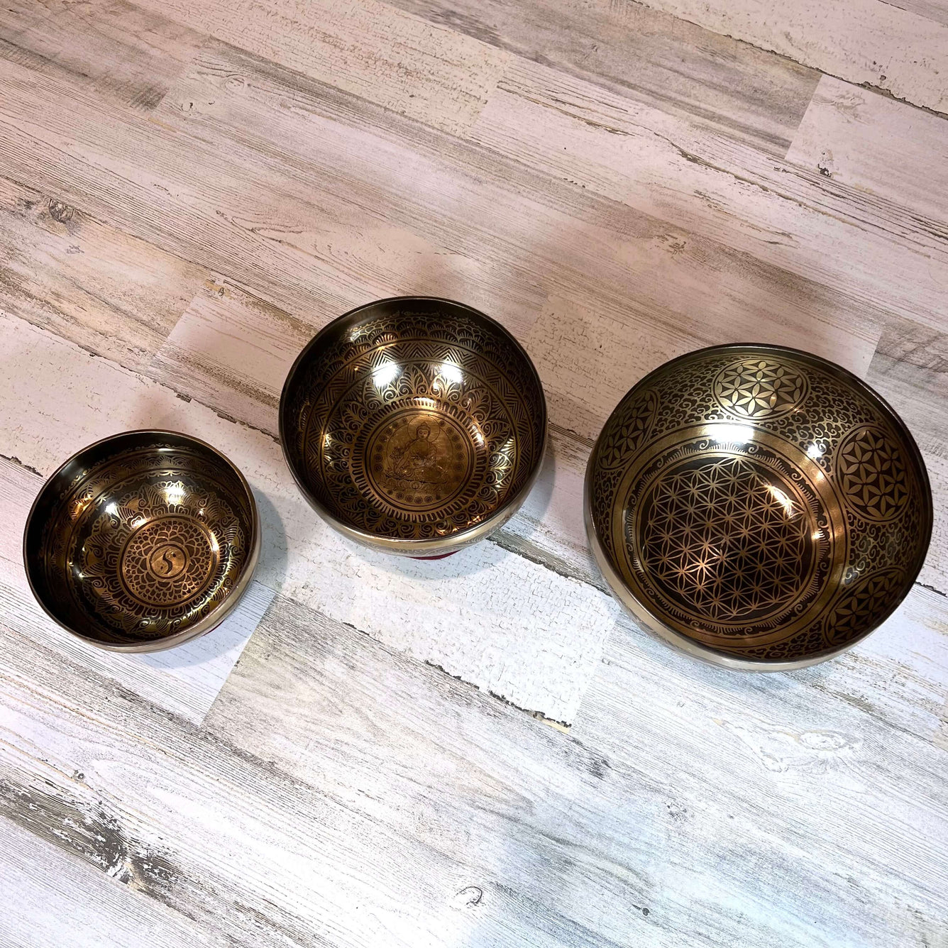 Tibetan Engraved Singing Bowl Set Inside