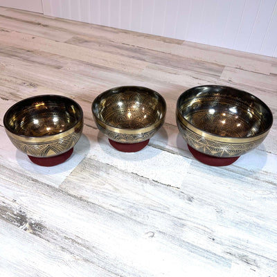 Tibetan Engraved Singing Bowl Set