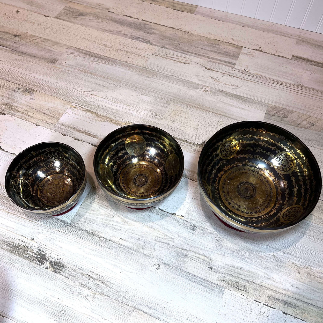 Tibetan Engraved Singing Bowl Set Inside
