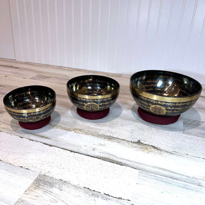 Tibetan Engraved Singing Bowl Set