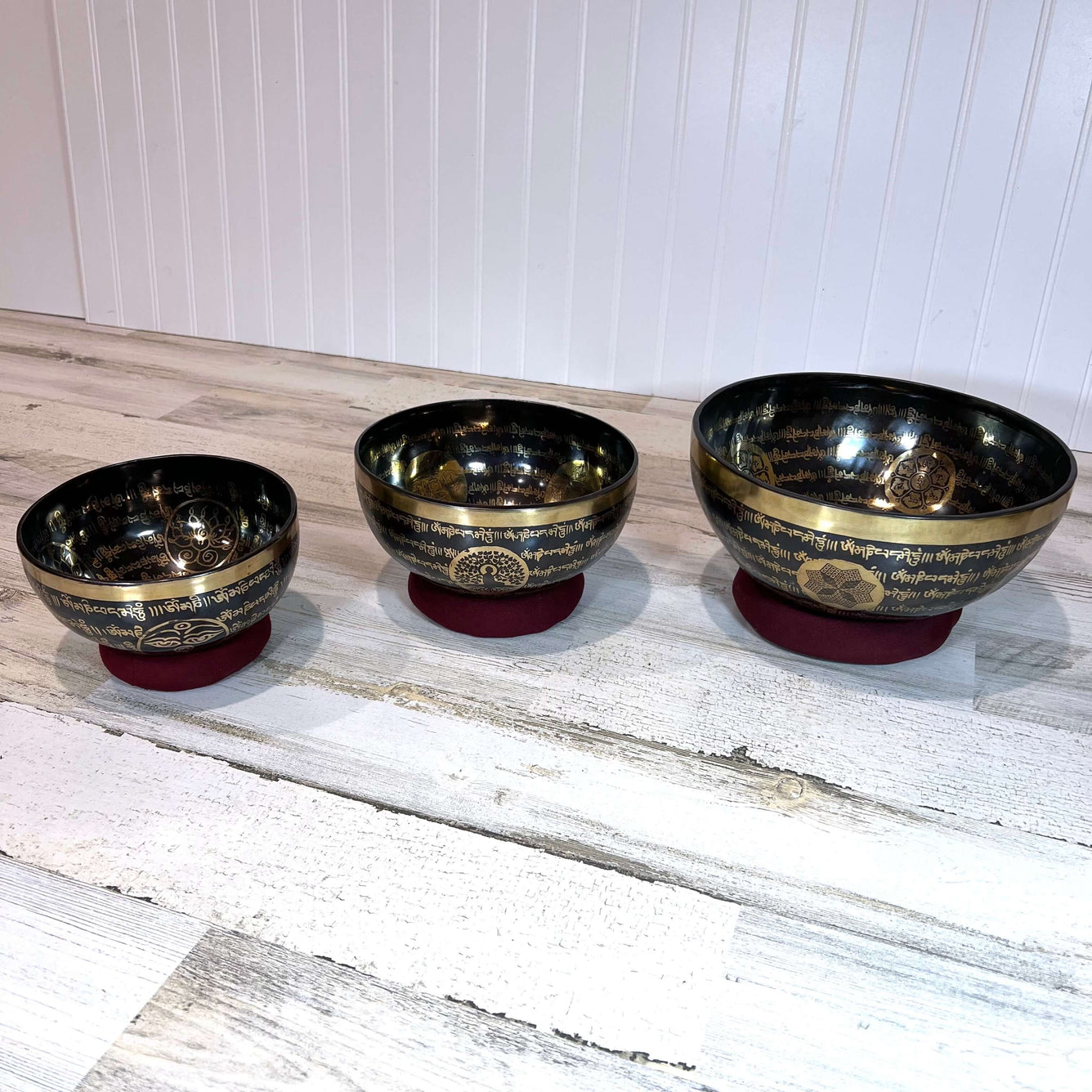 Tibetan Engraved Singing Bowl Set