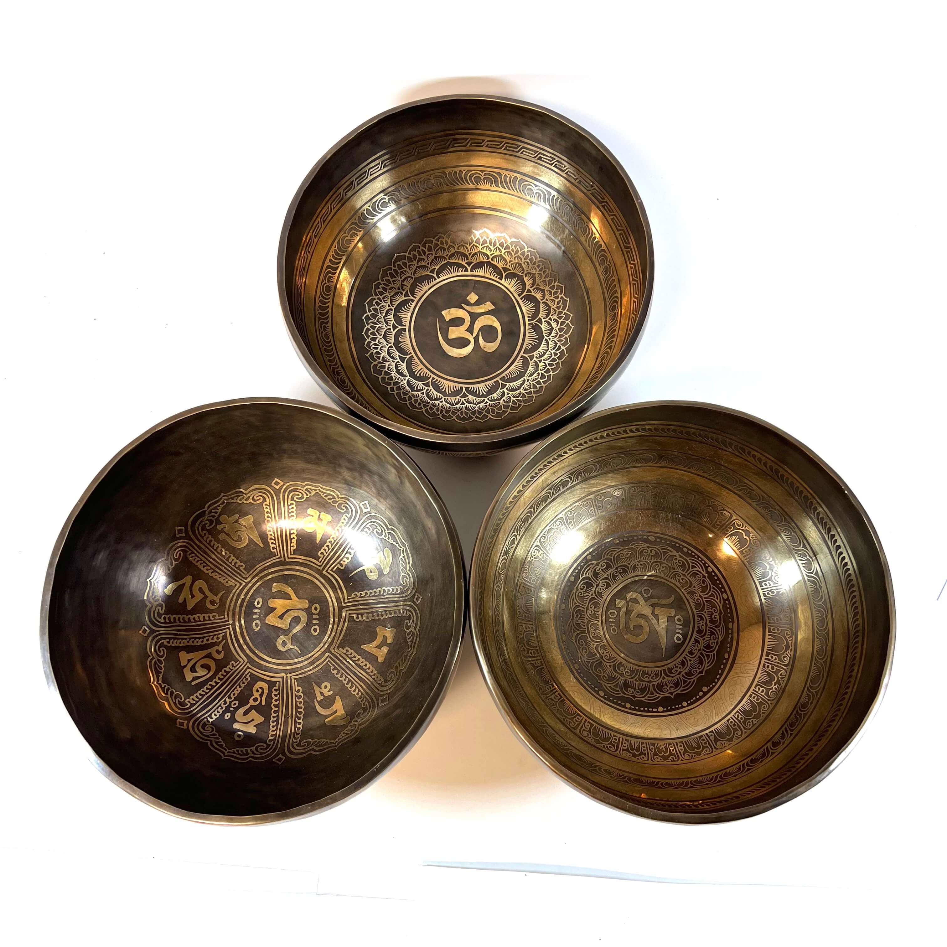 Tibetan Engraved Singing Bowl Set Inside